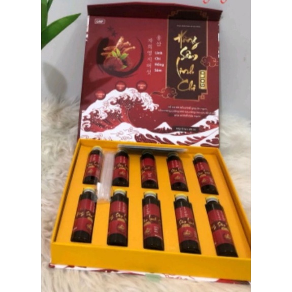Nước Hồng Sâm Linh Chi Gold - Giúp bồi bổ cơ thể Hiệu quả (hộp 10 chai x 20ml) - Màu đỏ