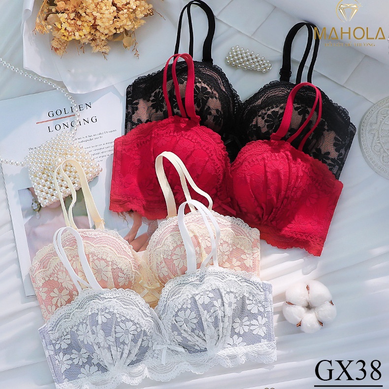 Áo lót nữ cup ngang có gọng mút vừa nâng ngực tự nhiên phối ren GX38 Mahola