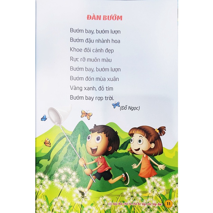 Sách thiếu nhi - 100 bài thơ chữ to cho bé tập nói, tập đọc Bắc Hà Kids