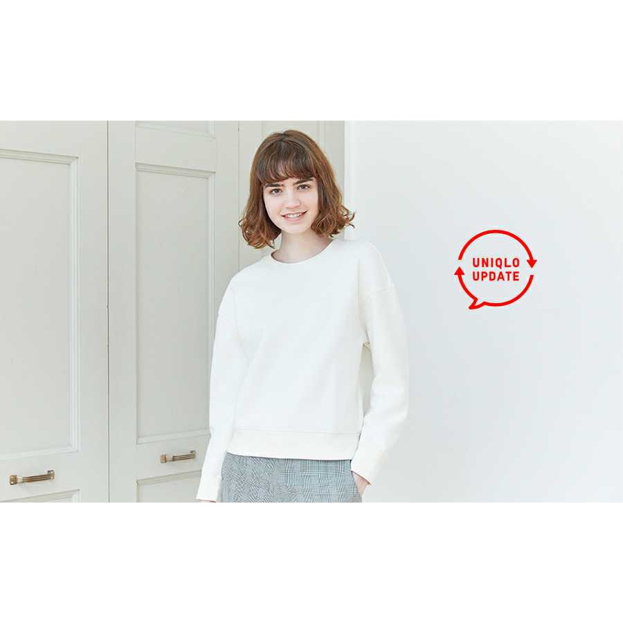 (UNIQLO Nhật chính hãng) Nữ- Áo thun nỉ cổ tròn 2 mặt vai vuông dài tay - WOMEN DOUBLE FACE LONG-SLEEVE SWEATSHIRT | BigBuy360 - bigbuy360.vn