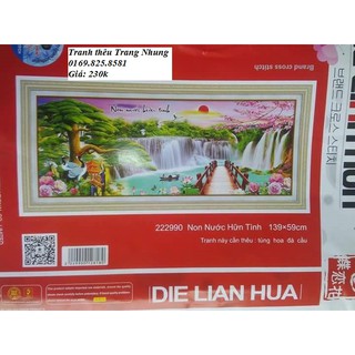 Tranh thêu chữ thập Non nước hữu tình 222990-139x59cm