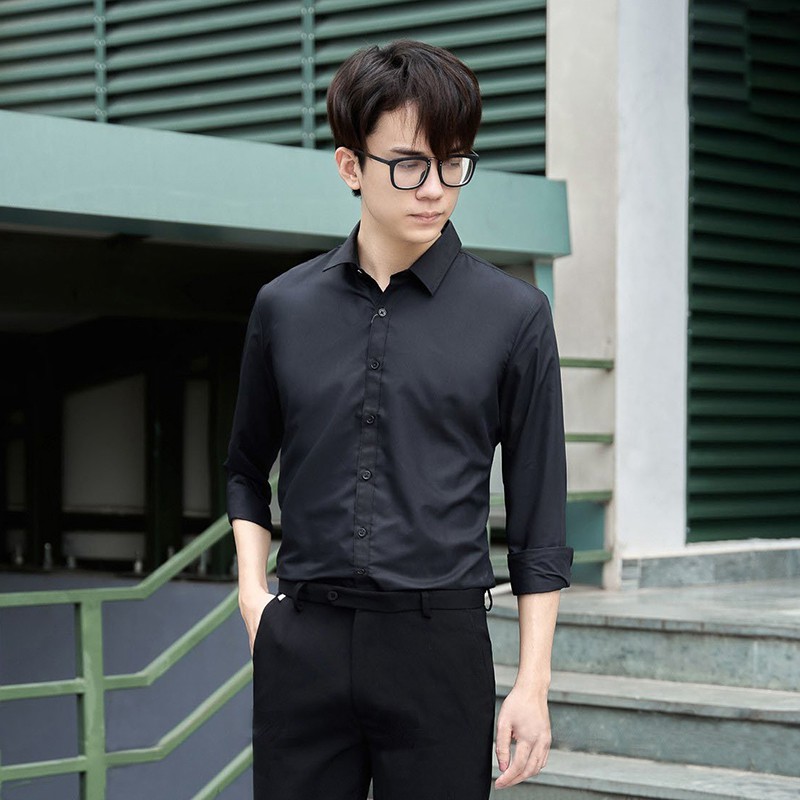 Áo Sơ Mi Nam Dài Tay Công Sở Cao Cấp, Áo Sơ Mi Nam Hàn Quốc [Gấp Hộp] Vải Lụa Mềm Mịn, Thoáng Mát VNXK Slimfit