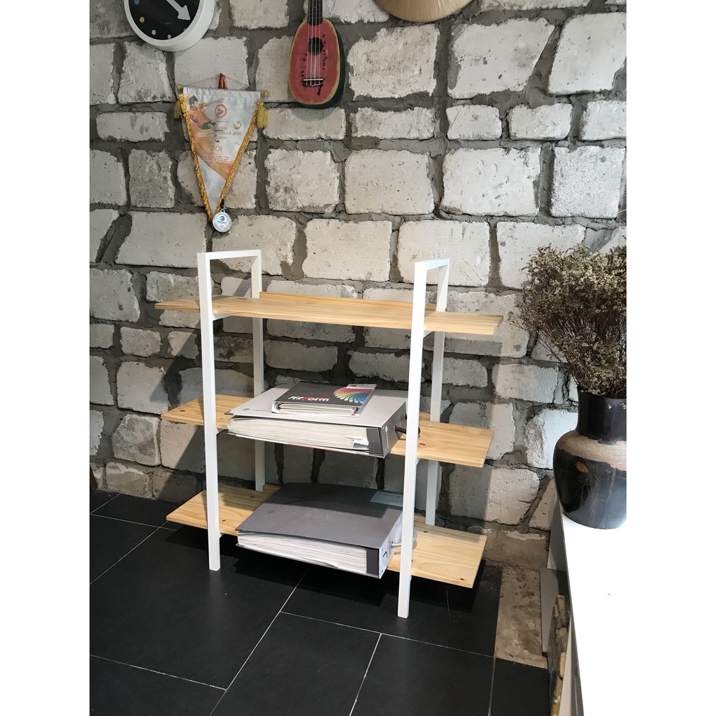 KỆ SÁCH 3 TẦNG - MÀU TRẮNG & TỰ NHIÊN - BOOK SHELF 3F _ WHITE & NATURAL - ROKY STORE - KỆ ĐA NĂNG