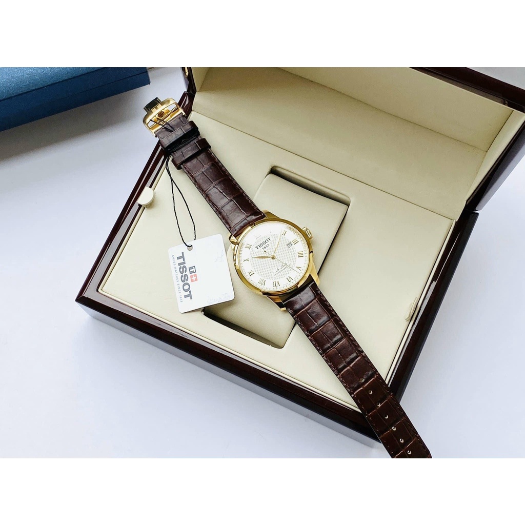 Đồng hồ Nam chính hãng Tissot 1853 Le Locle Powermatic 80 T006.407.36.263.00 Size 40,Lịch-Máy cơ tự động-Dây da nâu