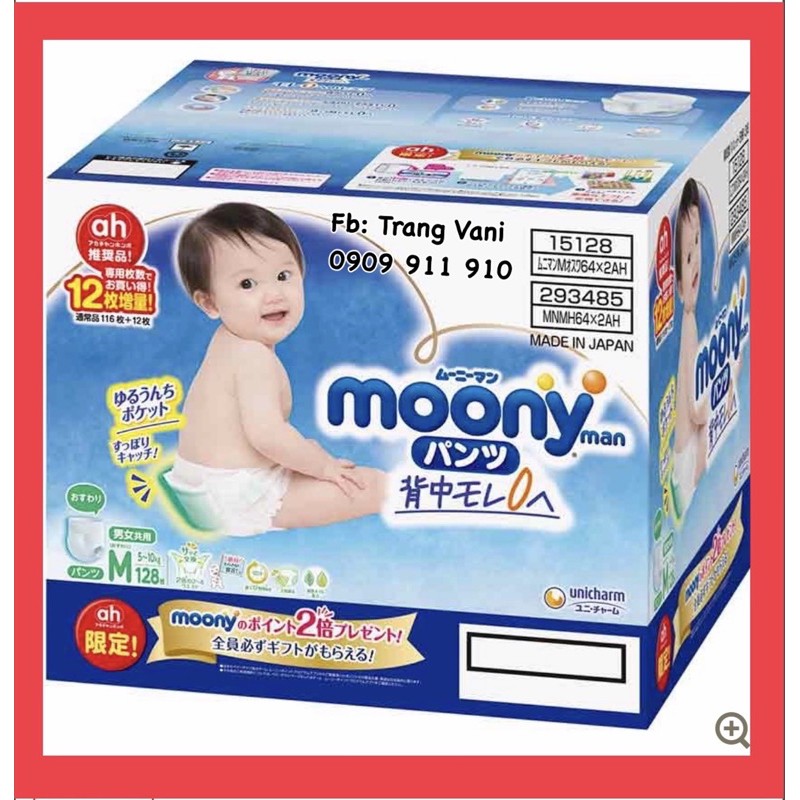 [HÀNG CỘNG MIẾNG] Tã Bỉm MOONY Nội Địa Nhật dán/quần S90/M68/L58