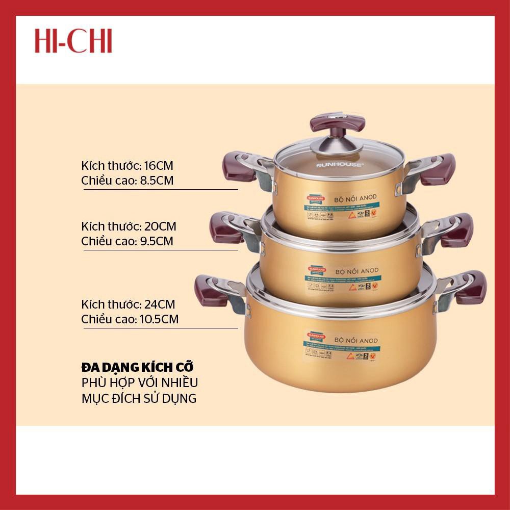 Bộ 3 nồi Anod Sunhouse SH6634 đẹp Long Lanh