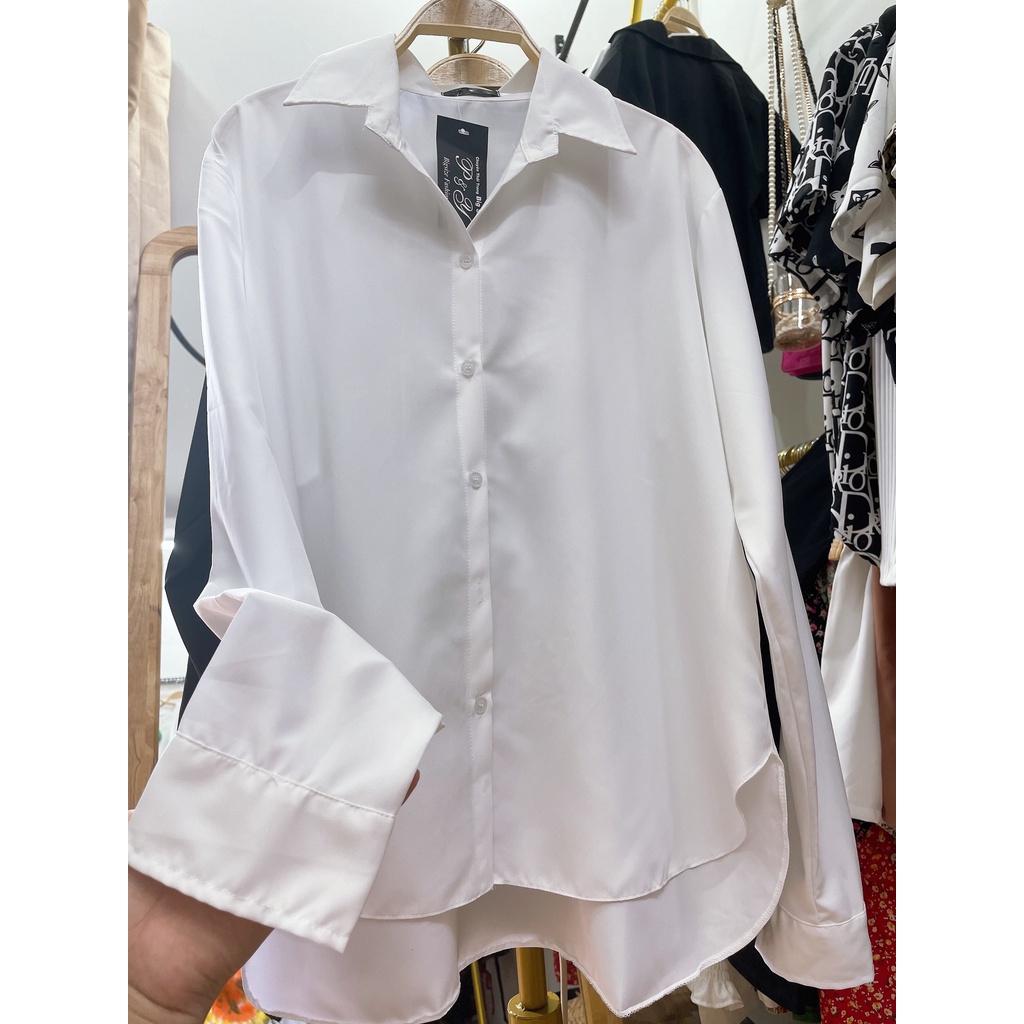 sơ mi nữ Bigsize tay dài phom rộng duôi bầu mã sm tôm