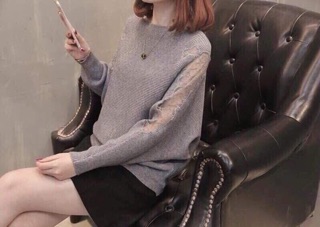 áo len cánh rơi phối ren