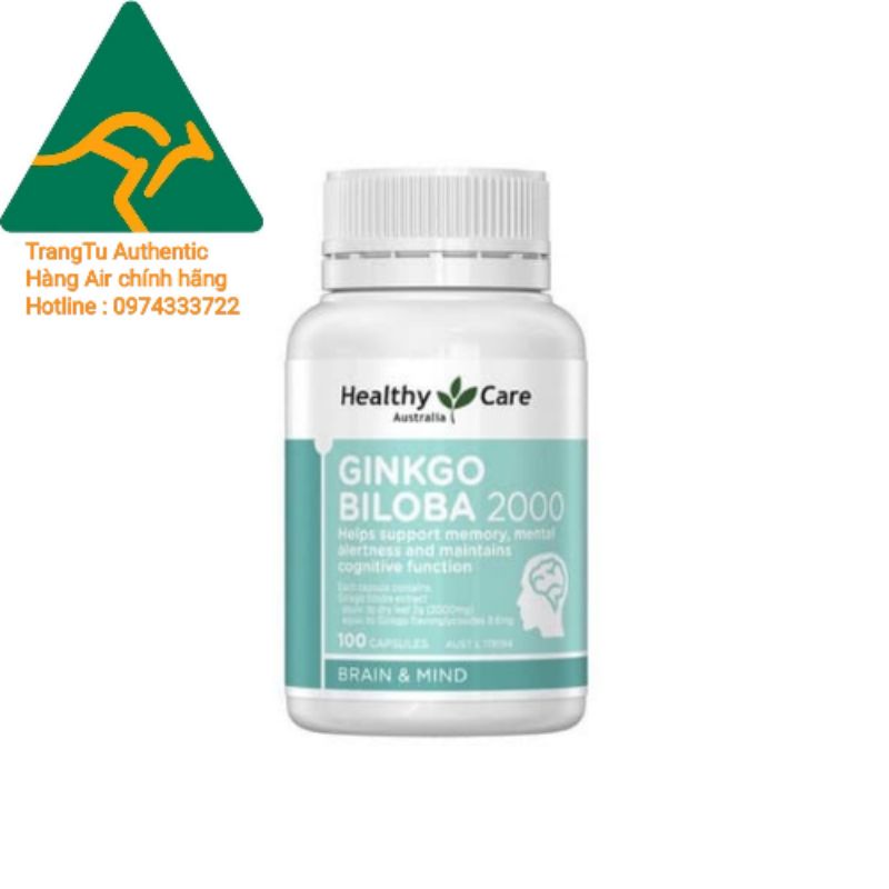 Viên uống bổ não Healthy Care Ginkgo Biloba 2000mg 100 Viên