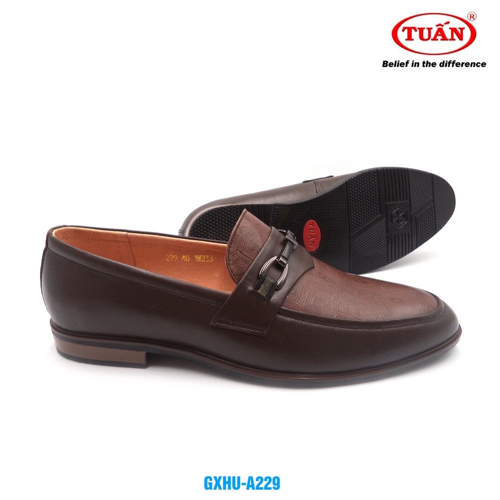 Giày da nam thời trang phong cách Hàn Quốc quai da bò tự nhiên đế cao su thương hiệu Tuấn GXHU-229