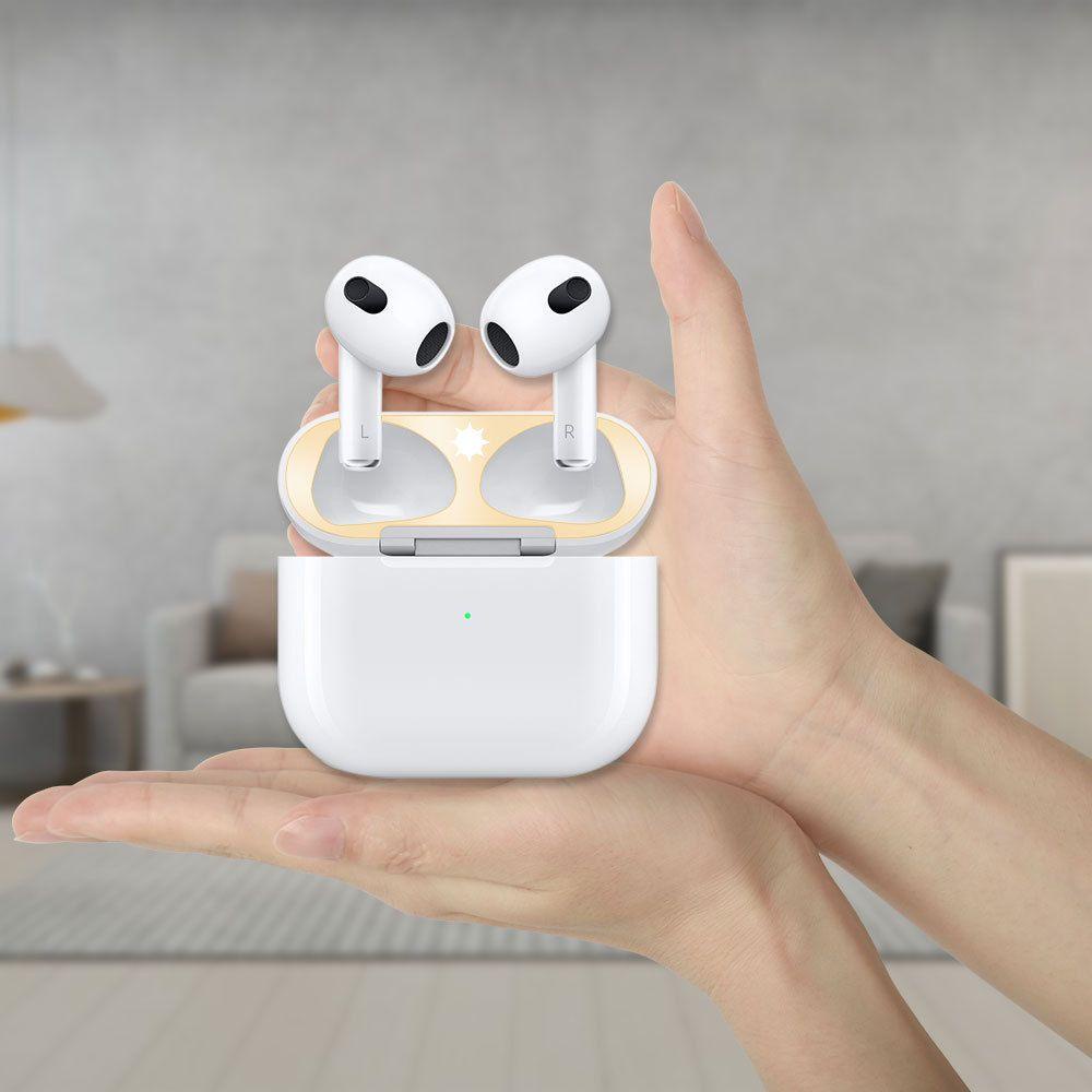 Miếng Dán Hộp Sạc Tai Nghe Bằng Kim Loại Chống Bụi Nhiều Màu Sắc