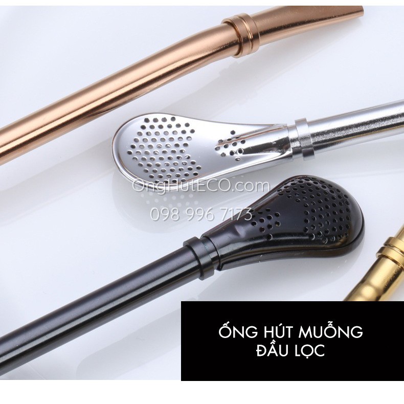 Ống Hút Muỗng Đầu Lọc Dài 15.5 - 21cm Nhiều Màu (Kèm Cọ Rửa) | BigBuy360 - bigbuy360.vn