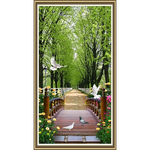 Tranh dán tường VTC Thiên nhiên khổ dọc nhiều mẫu LV-0051K Kim sa nhiều kích thước