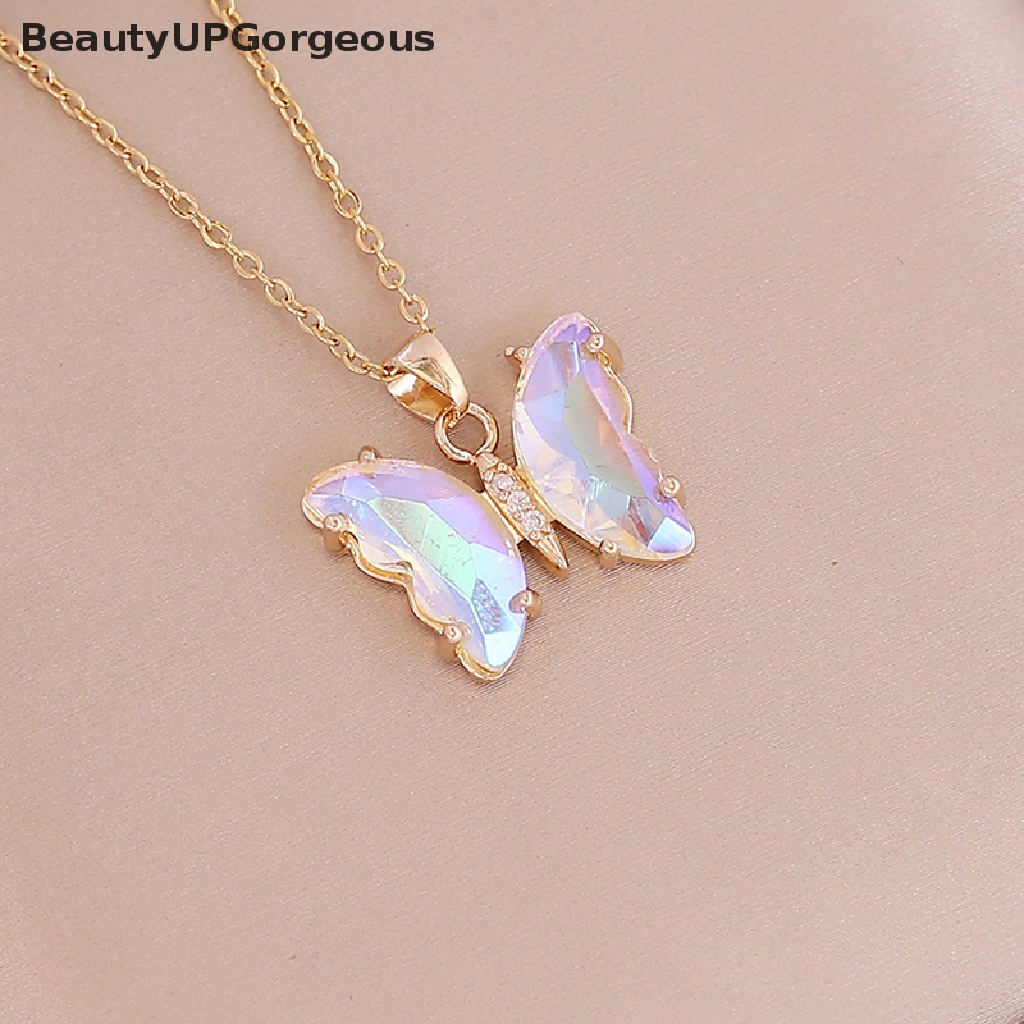 Vòng cổ Bằng Thép Không Gỉ Mặt Bướm Màu Gradient Thời Trang Dành Cho Nữ