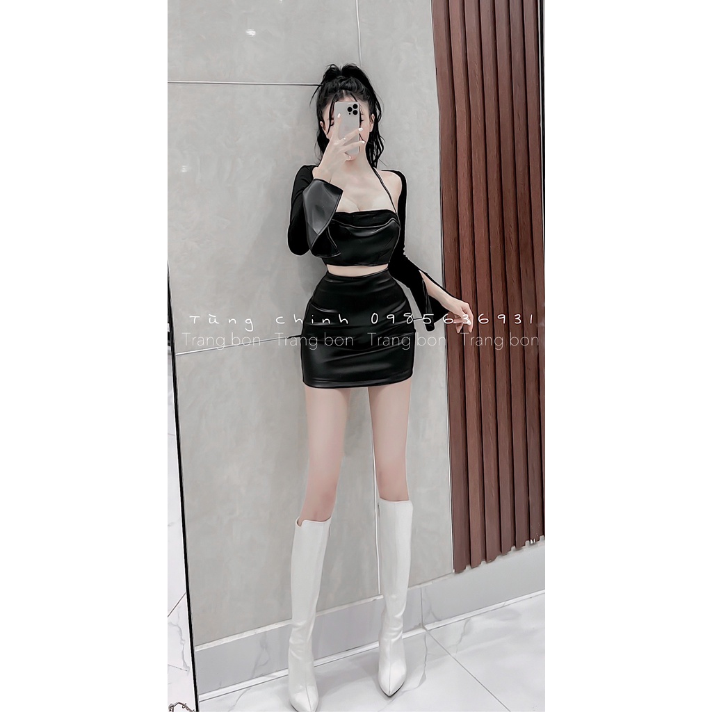 Set áo phối dây-cvay da