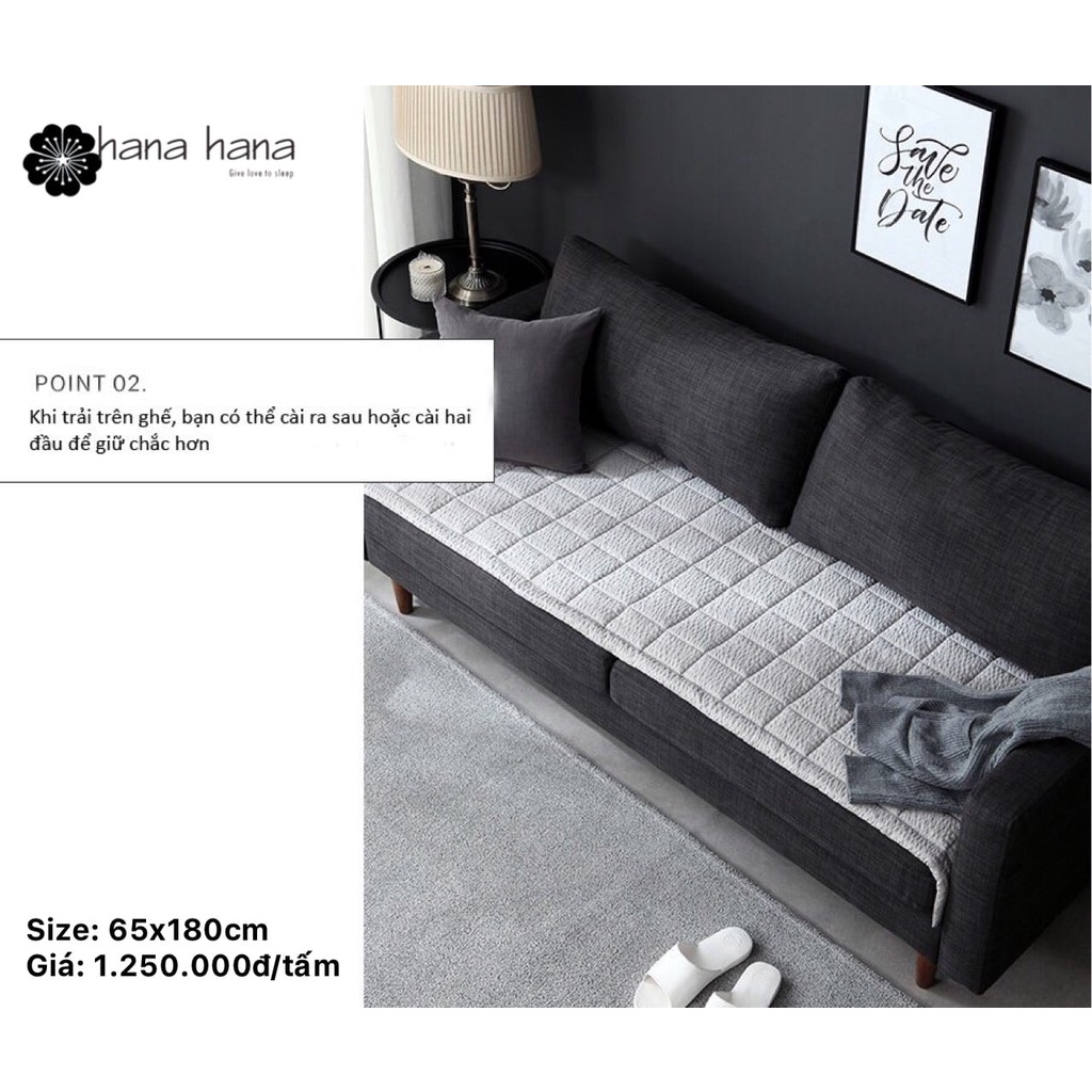 Tấm trải Sofa đa năng Hàn Quốc Hazel sofapad Brow 65*180cm