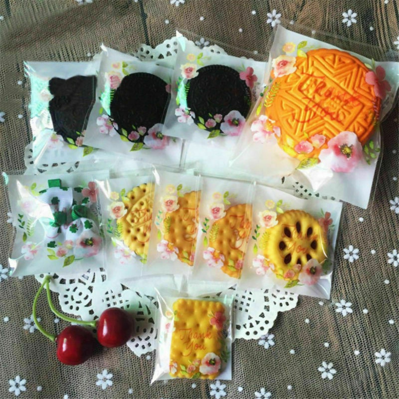 Set 100 Túi Nhựa Đựng Bánh Kẹo In Chữ Thank You
