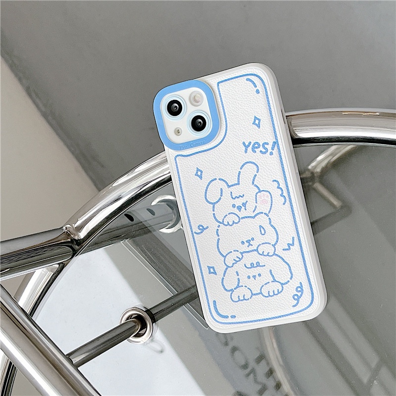 Ốp lưng iphone Ốp Điện Thoại Da Màu Trơn Hình Thỏ Cho iphone7 7plus 8 8plus xs 11 12 13 pro max plus max promax Dinuo case