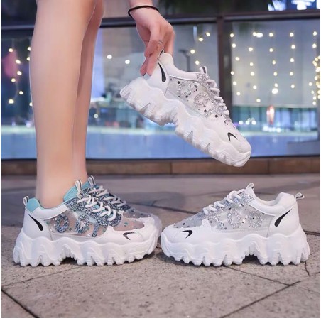[Mã FAGREEN245 giảm tới 30K đơn 99K] Giày thể thao nữ độn đế kim tuyến mã 100, giày sneaker nữ thoáng khí hot trend 2020 | BigBuy360 - bigbuy360.vn