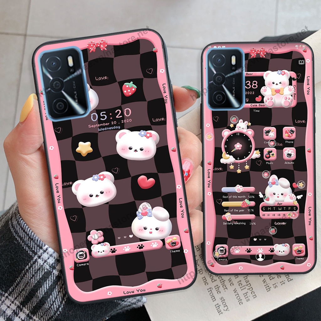 Ốp lưng Oppo A16 / A16K gấu, đồng hồ dễ thương cute giá rẻ