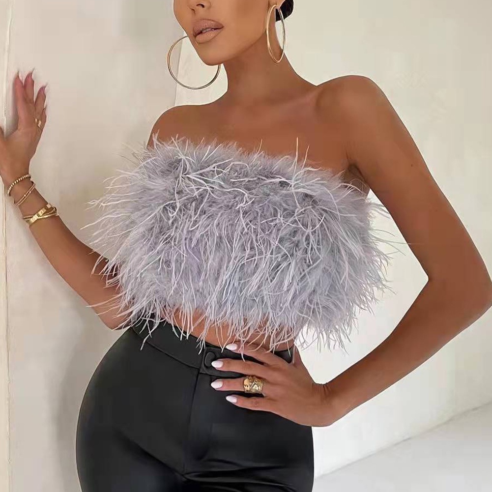 Áo Ống Không Tay Vải Lông Có Khóa Kéo Hở Lưng Thời Trang Xuân Hè 2022 Dành Cho Nữ