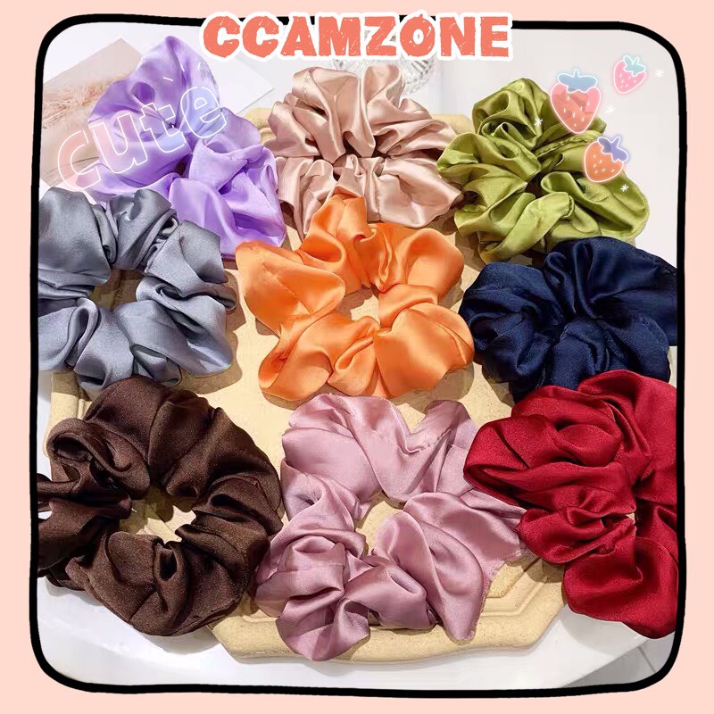 Dây Buộc Tóc Vải Scrunchies Phi Bóng Trơn Ccamzone