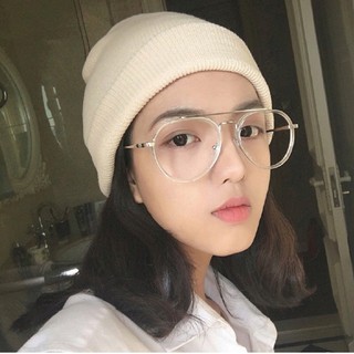 Mắt kính gọng nhựa tròn trong suốt kiểu retro dễ thương cho sinh viên