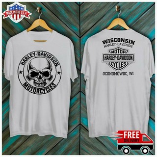 Áo thun nam in hình đầu lâu phong cách Harley Davidson cá tính