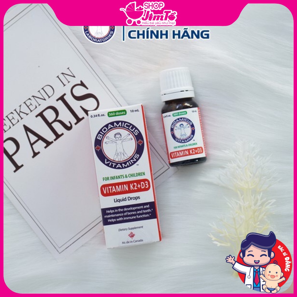 Bioamicus Vitamin K2 & D3 Giúp Bổ Sung Vitamin D3 Và K2 Hỗ Trợ Tăng Cường Hấp Thu Calcium Lọ 10ml