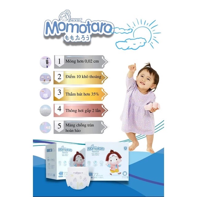 Bỉm MOMOTARO NHẬT BẢN -Tã Bỉm dán quần MOMOTARO S56M48L42XL39XXL36XXXL35