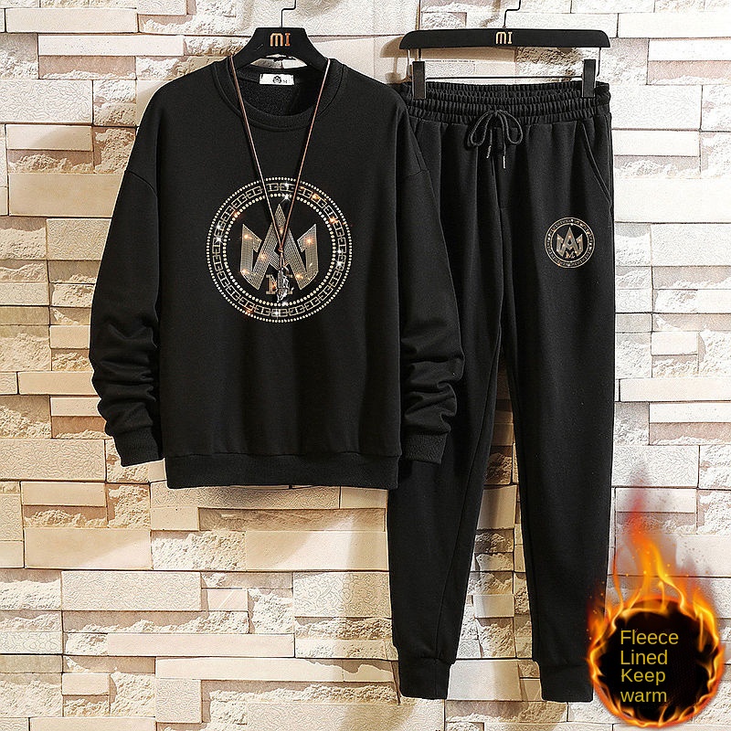 Set đồ thể thao lót nhung giữ ấm dáng rộng thời trang thu đông phong cách nam tính