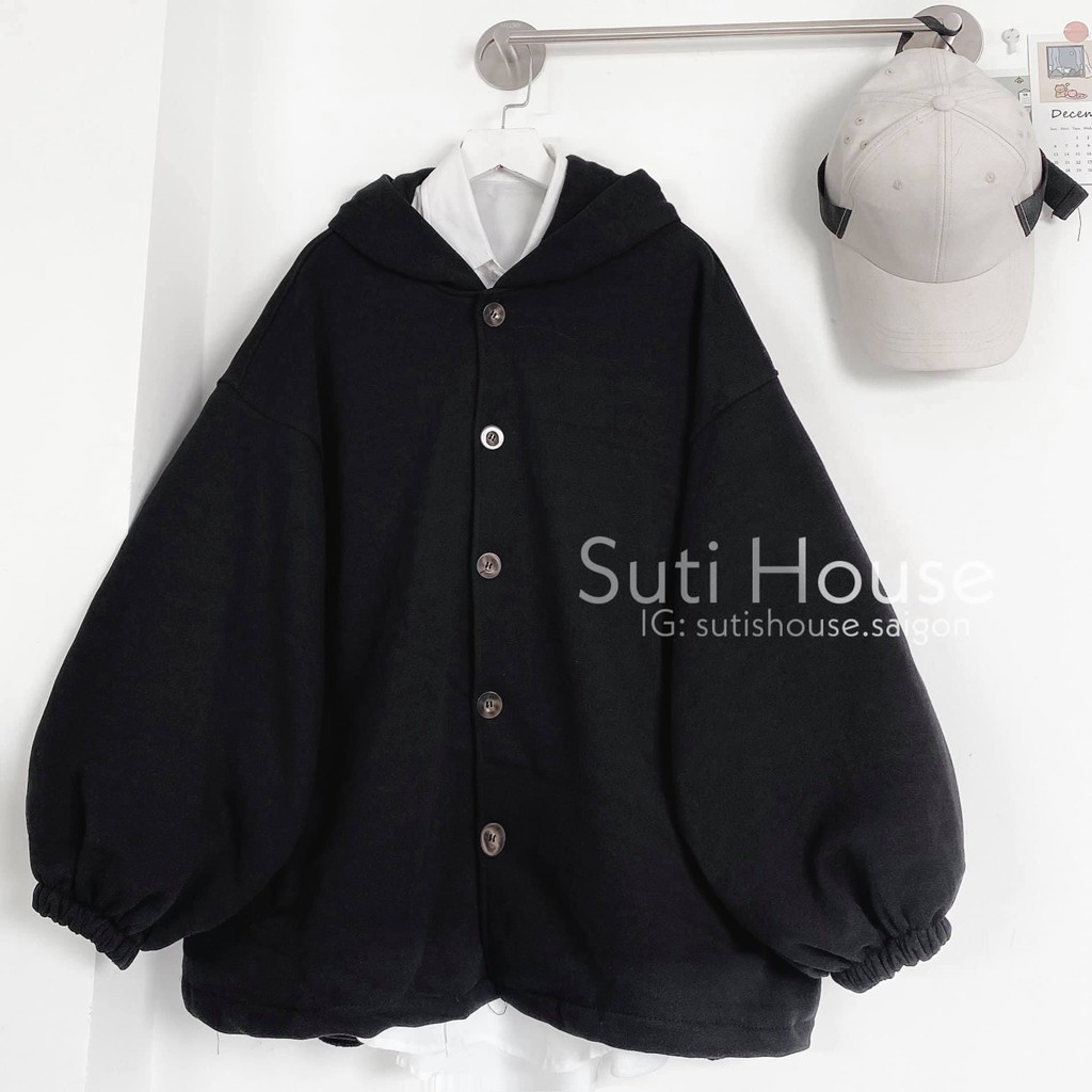 Khoác Nút Trơn Đơn Giản Tay Phồng Nhẹ Form Rộng Vải Mềm Mịn Phong Cách Ulzzang Xinh Xắn - Suti House