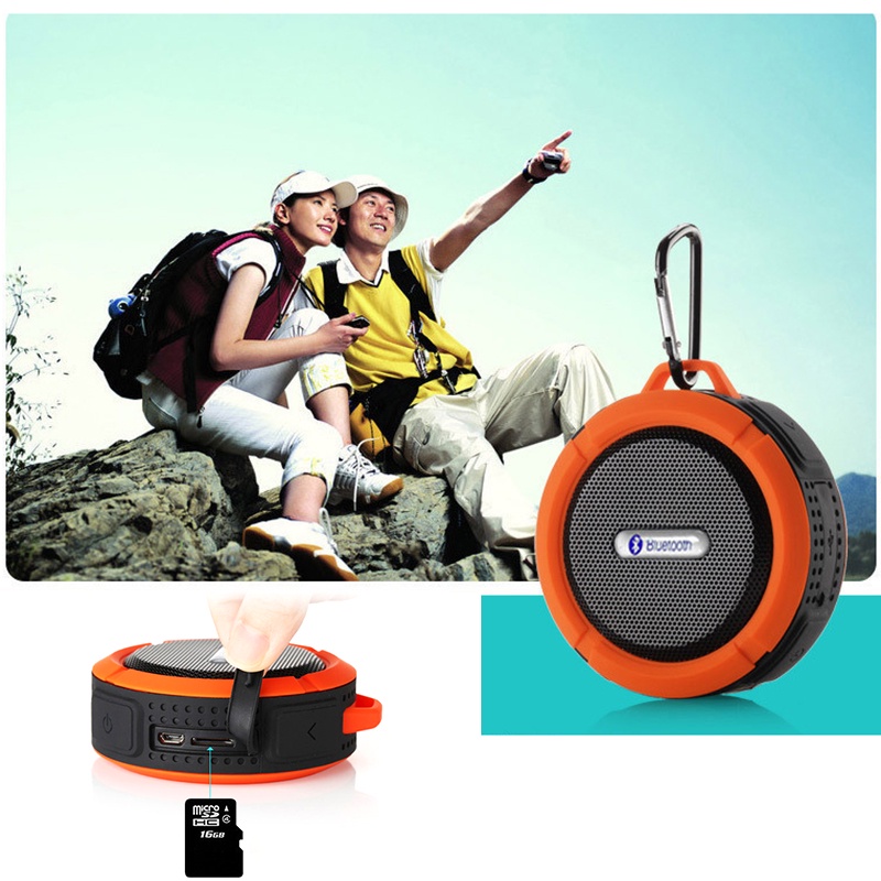 ECSG Waterproof Bluetooth Speaker Big Suction Cup Outdoor Sports Mini TF Music Player