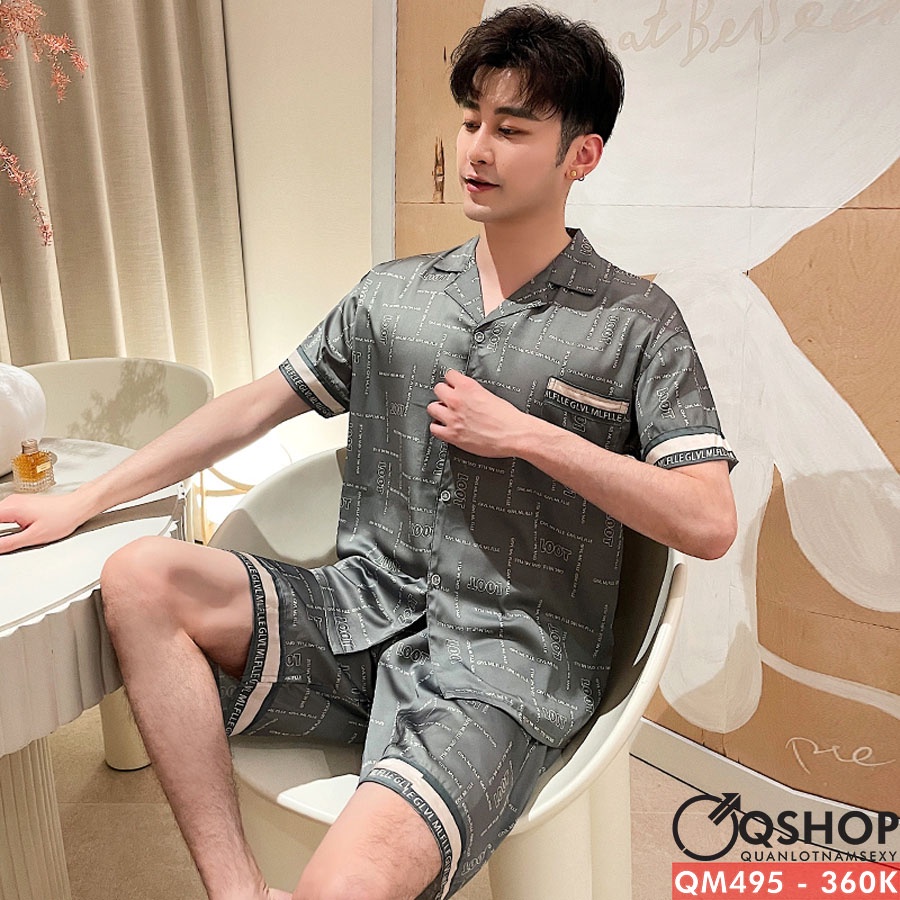 Bộ đồ pijama nam quần ngắn tay ngắn lụa mềm mịn QSHOP QM495