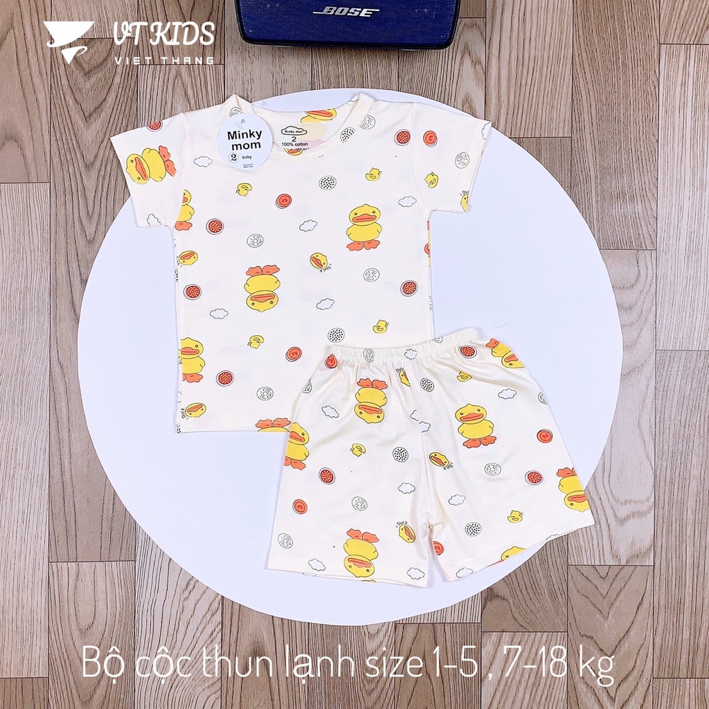 Bộ mặc hè cho bé, bộ cộc bé trai và bé gái chất cotton thun lạnh loại 1 size 7-18kg