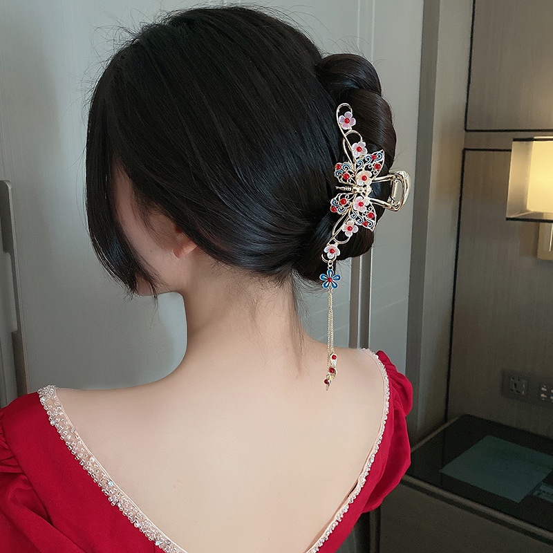 (MớI) Kẹp TóC HìNh Hoa Và BướM ĐíNh NgọC Trai Giả Xinh XắN