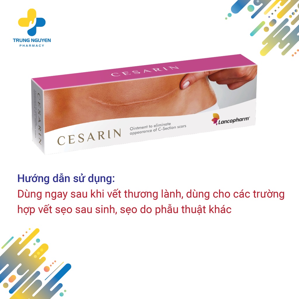 Kem làm mờ sẹo sau phẫu thuật Cesarin - Lancopharm Cesarin Ointment 30g