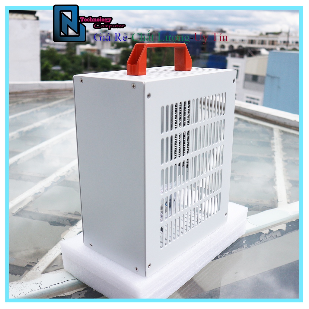 Vỏ Case Sơn Tĩnh Điện Màu Trắng Đầy Đủ Ốc Dây Power LED Kích Thước 1U