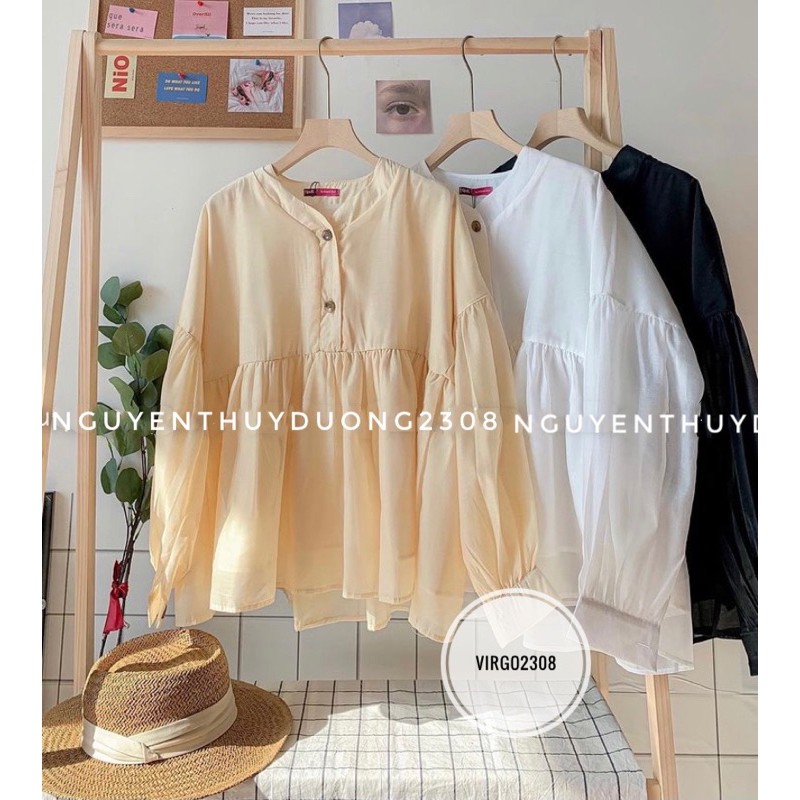 [Ảnh thật/Video] Áo Fancy babydoll tơ tay bồng/Áo bồng bềnh