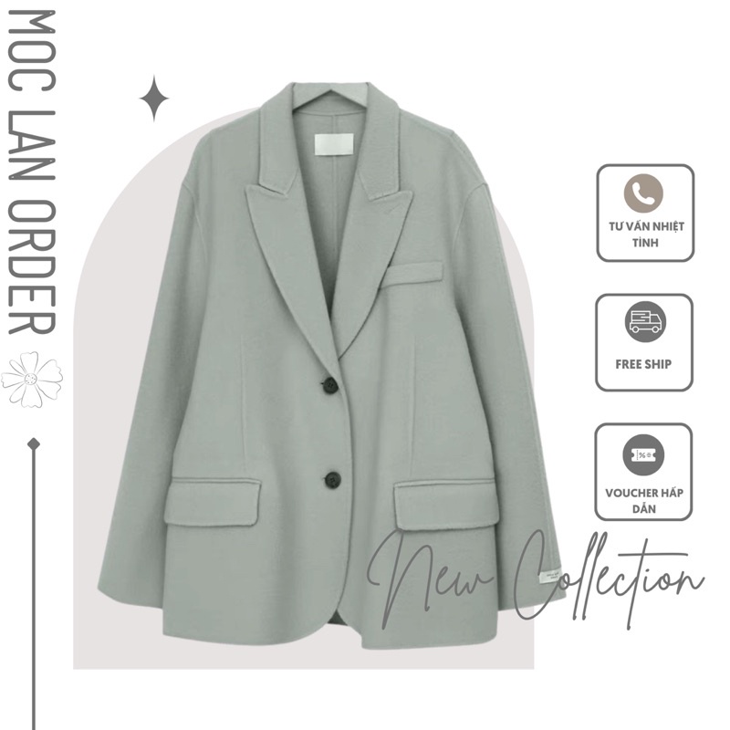 (MộcLan ORDER) Áo khoác dạ nữ MORAN mềm mịn phong cách Hàn Quốc công sở thanh lịch tiểu thư sang trọng