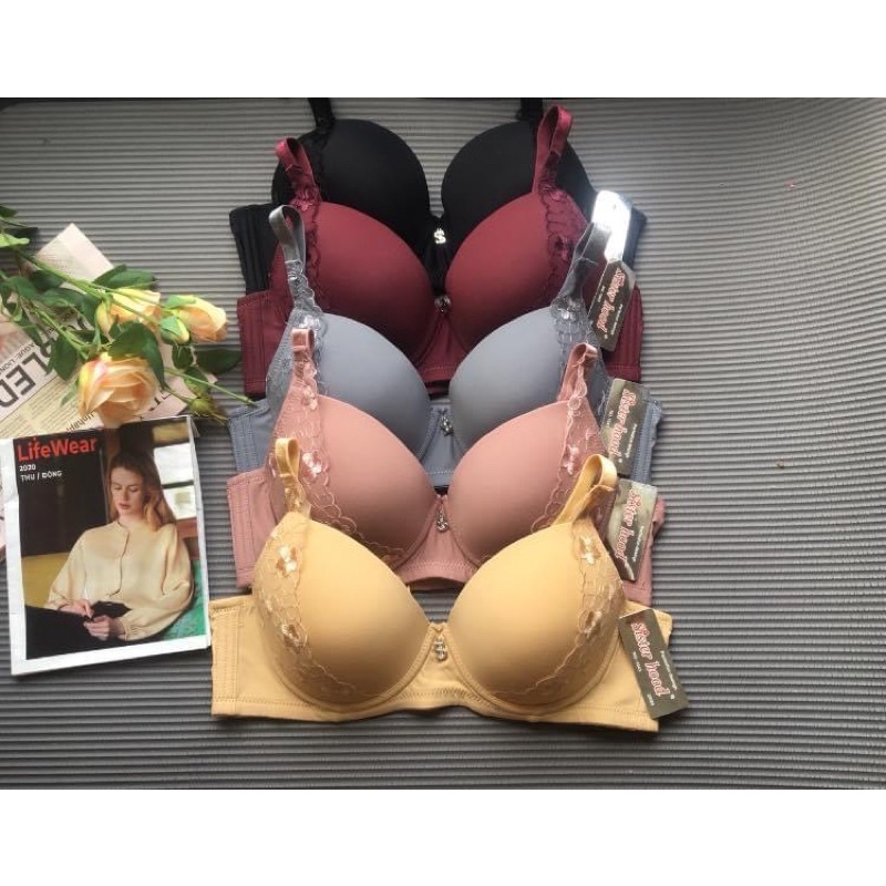 Áo lót quả lớn không mút, áo ngực big size có gọng Thái Lan thêu hoa dây Sisterhood 1043