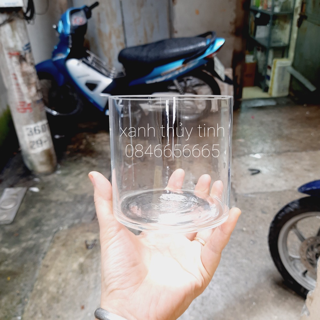 Bình thủy tinh trang trí, cắm hoa trụ tròn 10x10cm