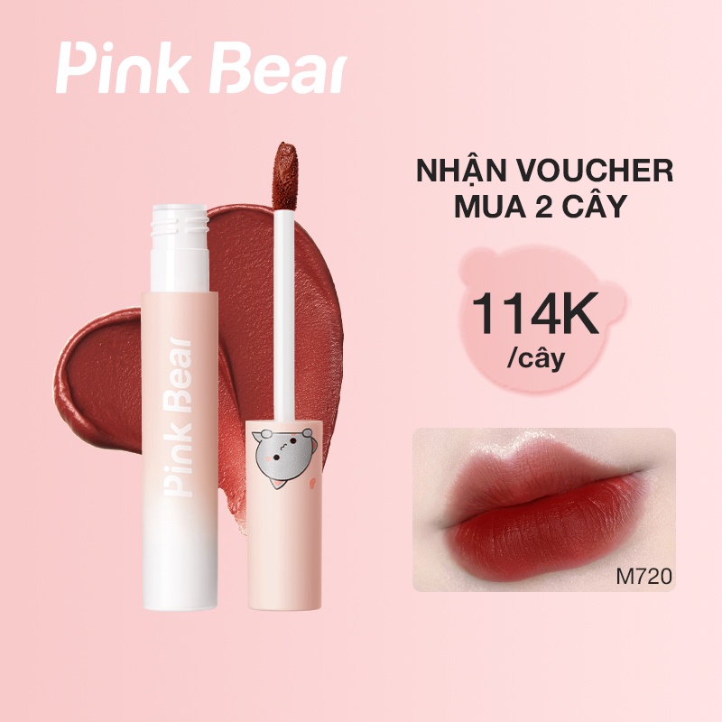 Son Kem Lì Pink Bear X Peach Cat Butter Cream Lâu Trôi Không Khô Môi 6 Màu 2.5g