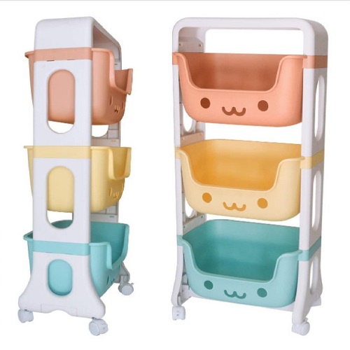 Kệ gấu Hokori 3 Tầng Cho Bé Hình Gấu Có Bánh Xe, Làm Kệ Đựng Đồ Chơi, Kệ Sách Cho Bé