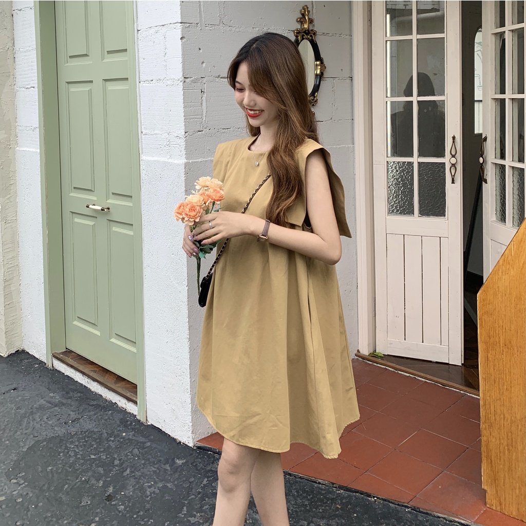 Đầm Chữ A Không Tay Màu Sắc Đơn Giản Phong Cách Hàn Quốc | BigBuy360 - bigbuy360.vn