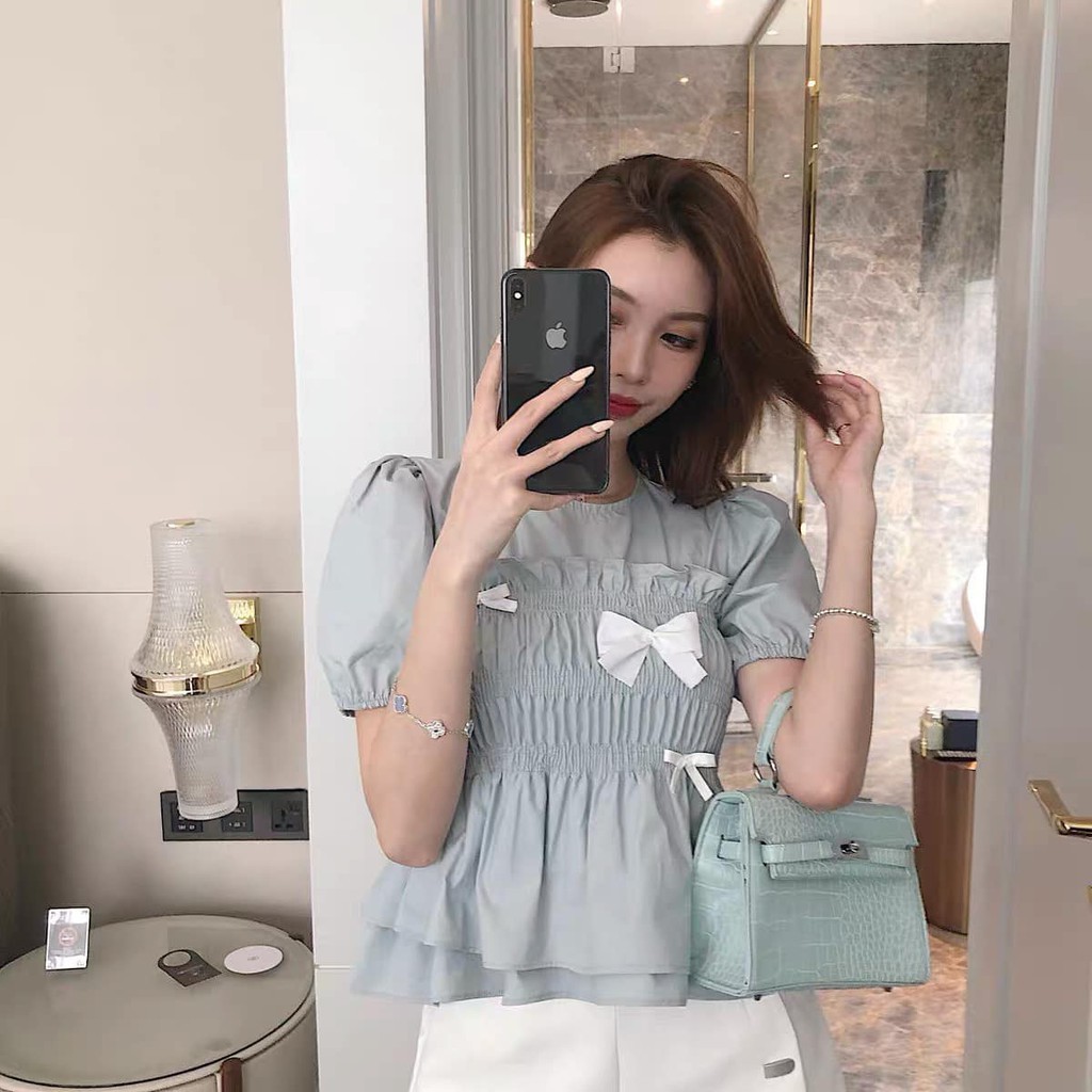 Áo Sơ Mi Chun Nơ Tiểu Thư