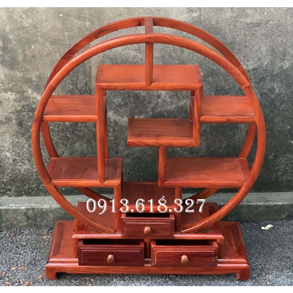 Kệ Gỗ Hương Tròn Đế Tròn Phòng Khách Cỡ 85x70x25