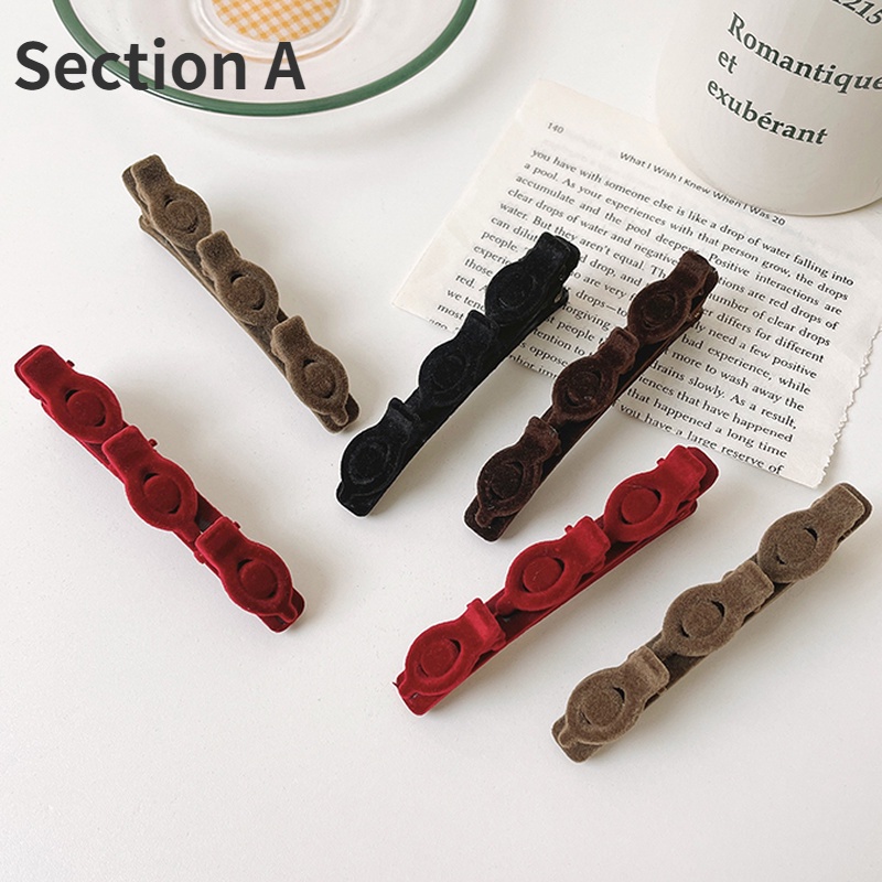 Set 7 Kẹp Tóc Mỏ Vịt Bện Lưới Màu Đỏ Mới