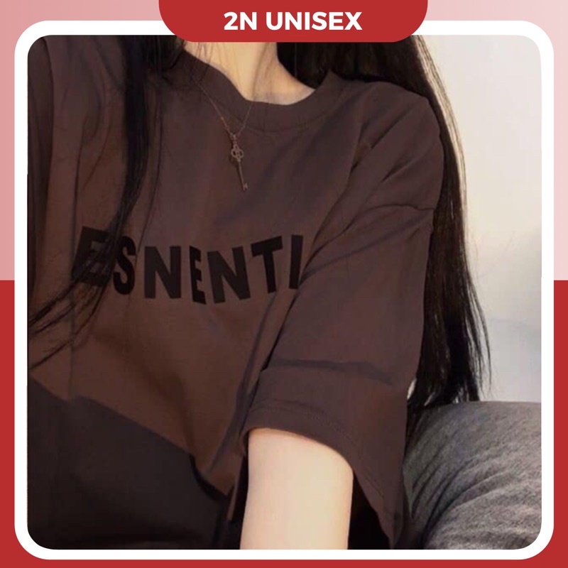 Áo phông nam nữ form rộng 2N Unisex thun cotton Essentials màu trắng/nâu/caocao