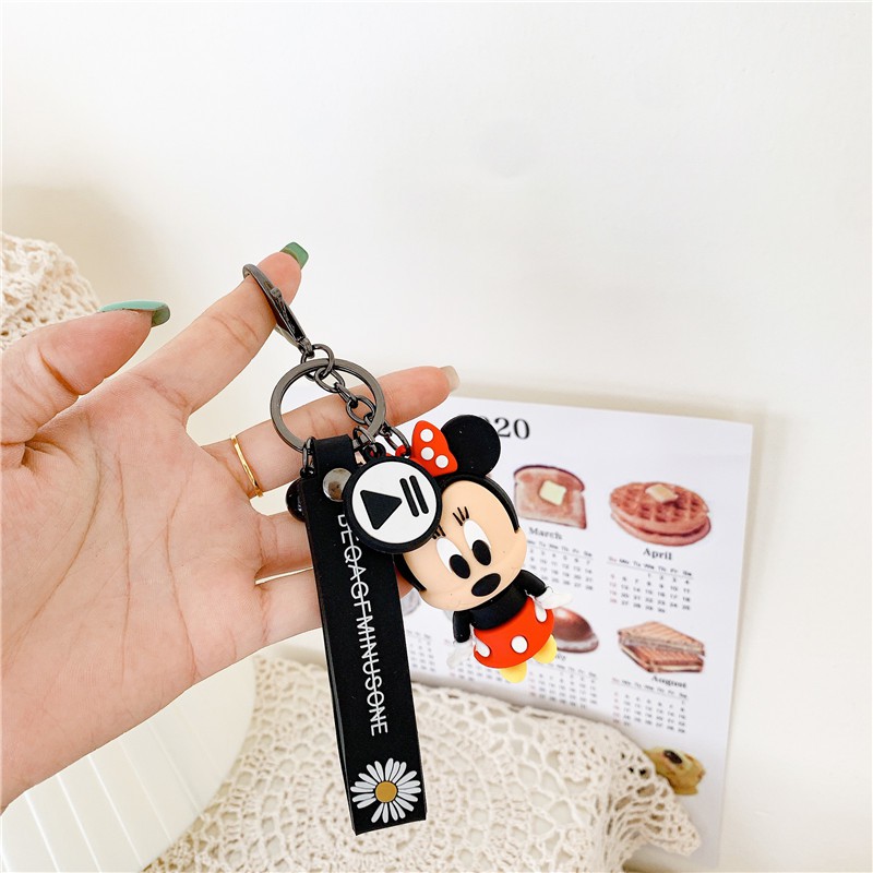 cute cartoon mickey stitch doraemon keychain móc khóa with strap